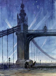 Kriegszeit-Scheinwerfer von der Chelsea Bridge, ca. 1917